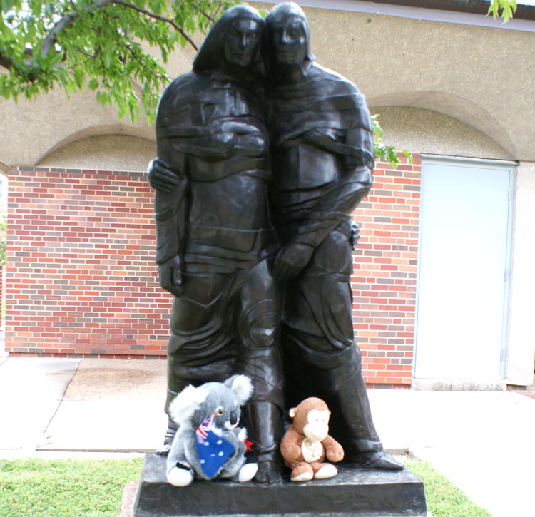 Wichita State University Sculpture RUTH AND NAOMI by Leonard Baskin
