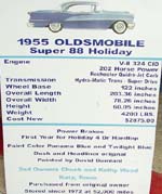 55 Oldsmobile Super 88 Holiday 2dr Hardtop Data Board