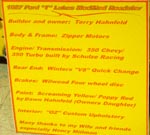 27 Ford Model T Bucket Track Roadster Data Board